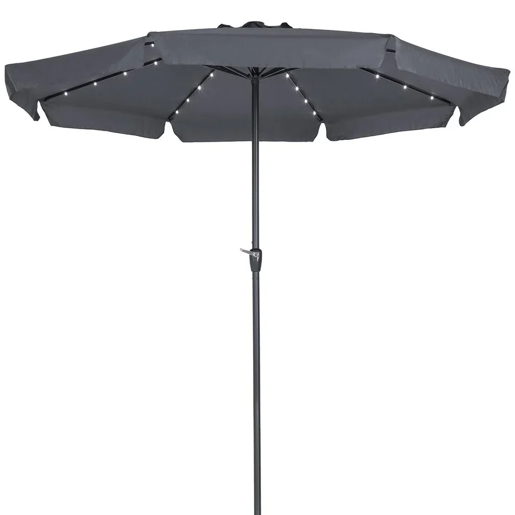 Sonnenschirm Athen mit LED-Beleuchtung anthrazit - Ø 3,3m