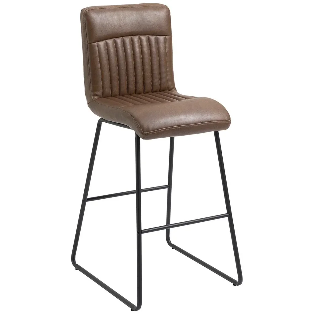 Barhocker Barstühle mit Rückenlehne Esszimmerstühle PU-Kunstleder Schaumstoff Metall Braun+Schwarz 54 x 57 x 112 cm Ruts
