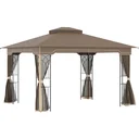 Gartenlaube mit Schirm - Braun/Beige - 3,7 x 3 m