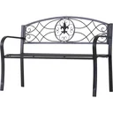 2-Sitzer Sitzbank Gartenbank mit Armlehne Metallbank Landhausstil Metall Schwarz 128 x 50 x 91 cm