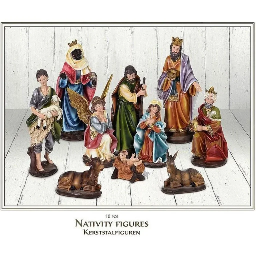 Krippenfiguren - Weihnachtsfiguren für die Krippe - Set mit 10 Stück - 8 bis 20 cm