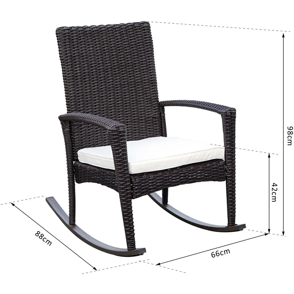 Schaukelstuhl Schwingsessel Polyrattan mit Kissen Braun