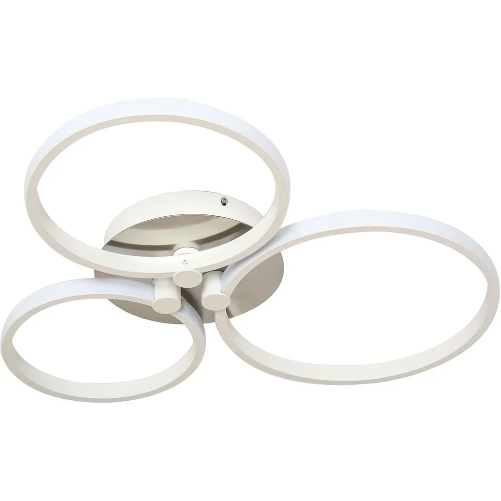 Deckenleuchte mit drei kreisförmigen Lampenbändern silber/weiß