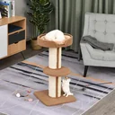 Katzenbaum Spielbaum Kratzstamm mit Plattform Sisal E1 Spanplatte Plüsch Hellbraun 45 x 45 x 91 cm