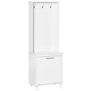 Garderobenständer Kleiderständer mit 3 Haken 4 Einlegeböden Schuhen Taschen Mäntel 2 in 1 Flur Wohnzimmer Weiß 60 x 35 x