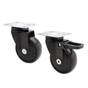 Design 3C Lenkrollen 4 teiliges Set - Ø 75 mm, soft, schwarz, 2 Rollen mit & 2 ohne Feststeller, Tragkraft 75 kg / Rolle