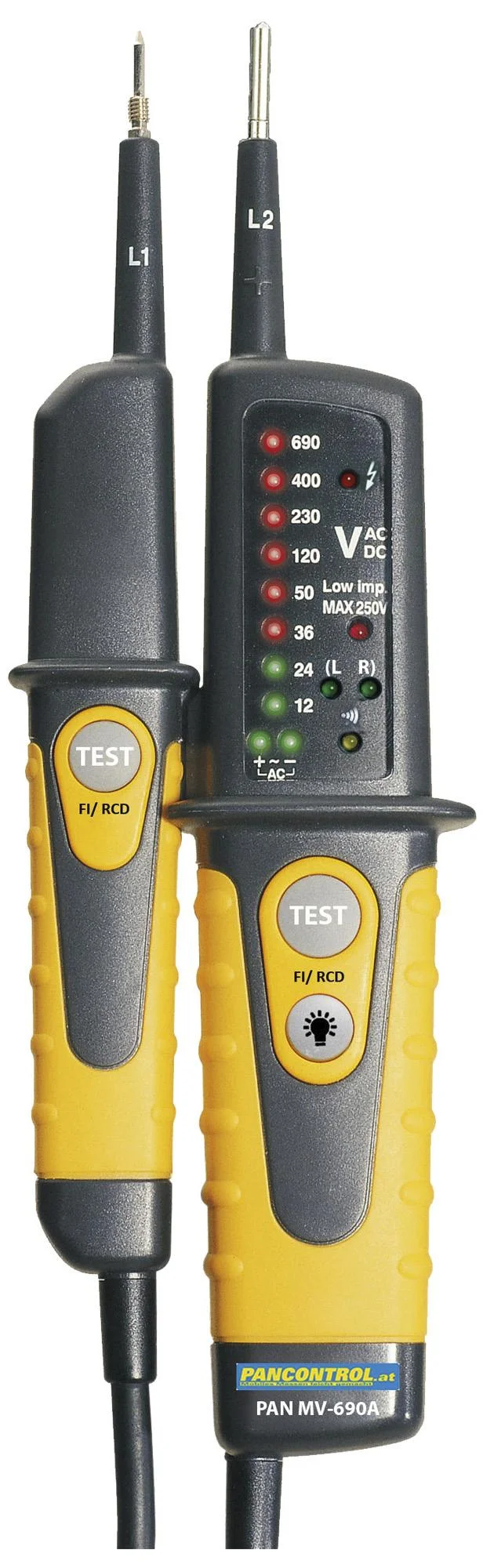Spannungs- & Durchgangsprüfer 690V AC/DC mit LED- und Drehfeld-Anzeige