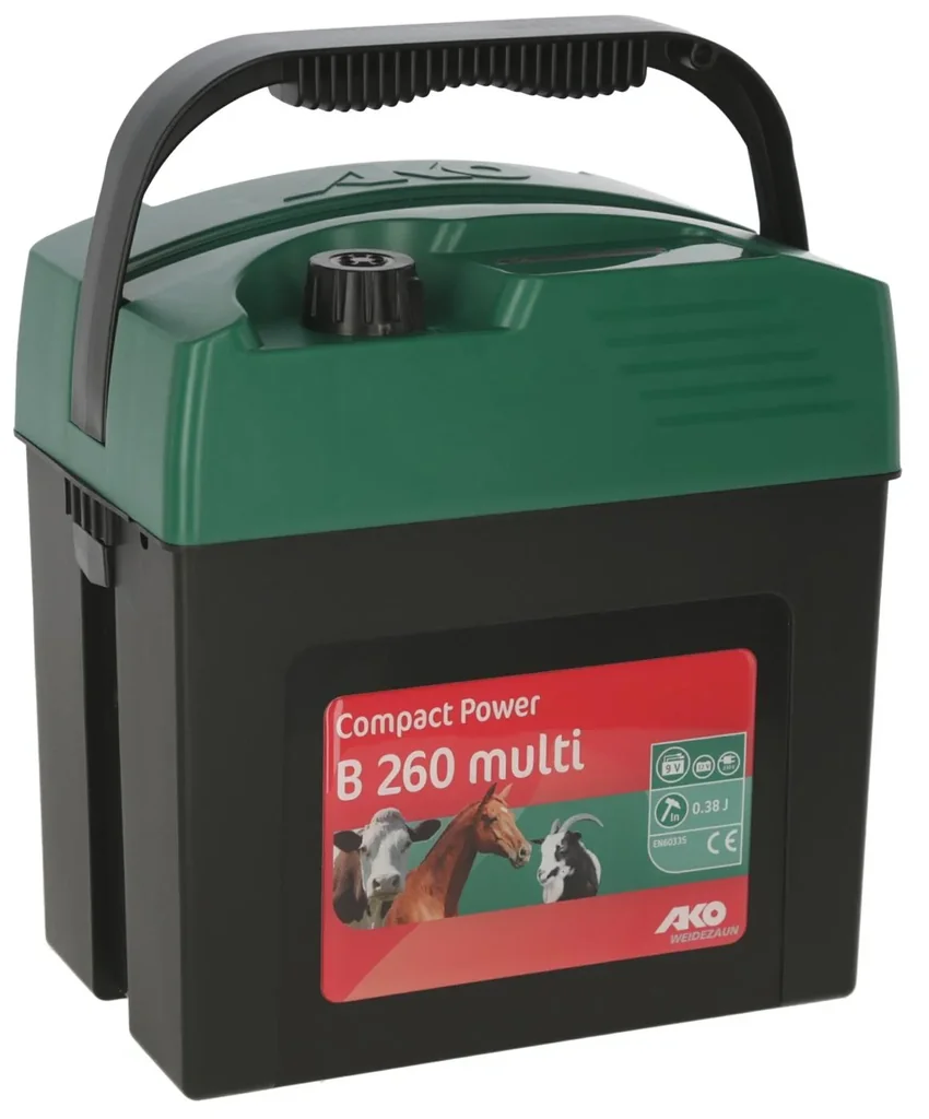 Weidezaungerät Compact Power B260 multi + Gratis dazu 9 Volt High Energy Saline Trockenbatterie