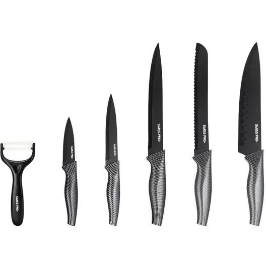 Küchenmesserset - 6-teilig - Carbon - Schwarz