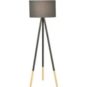 Design-Stehlampe mit Dreibein und Fußschalter Grau