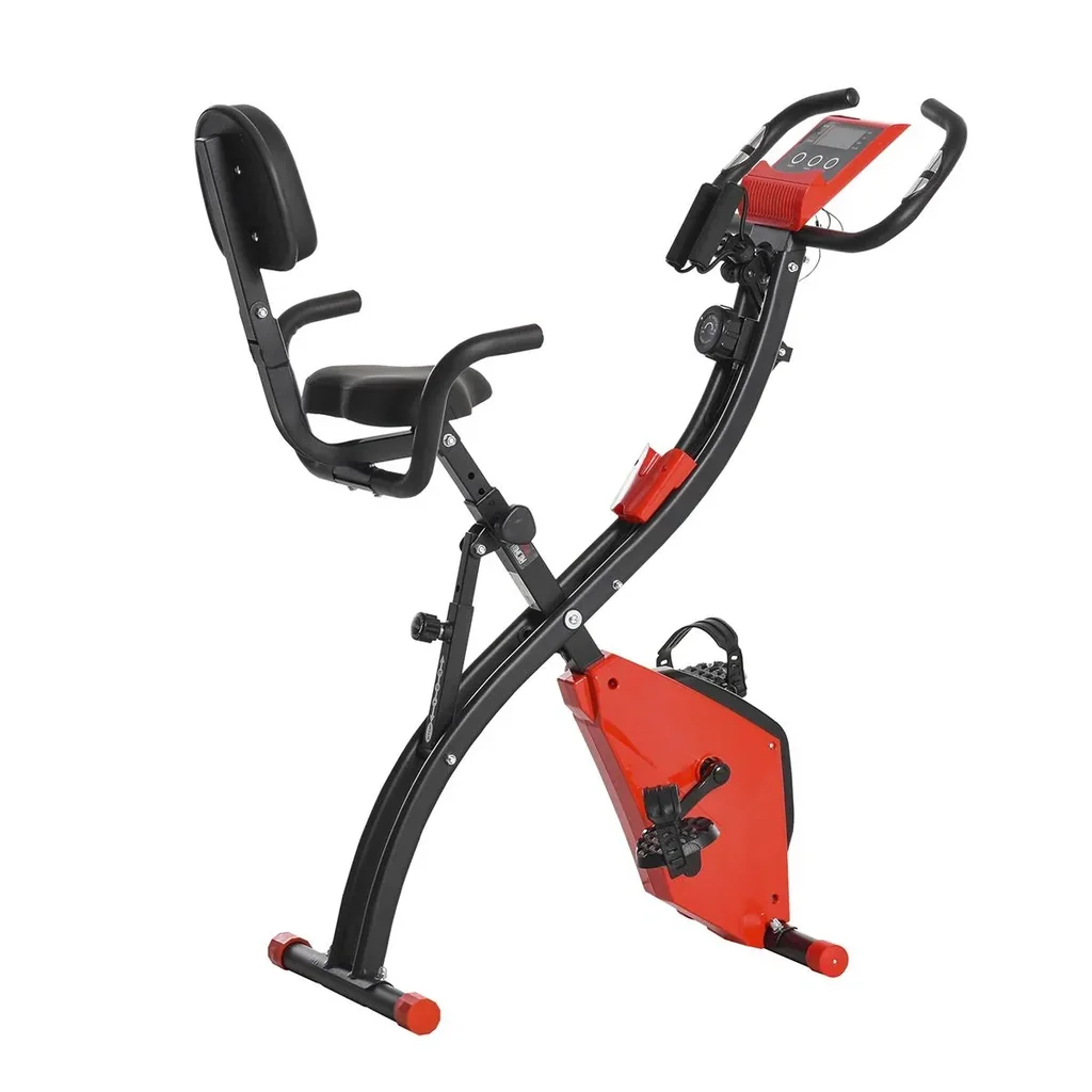 Heimtrainer 2-in-1 Fahrradtrainer LCD-Display klappbarer Hometrainer Trimmrad mit 8 stufig einstellbarem Magnetwiderstan