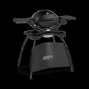 Gasgrill Q 1200 Stand, Black mit Hitzeschild und Bratenrost