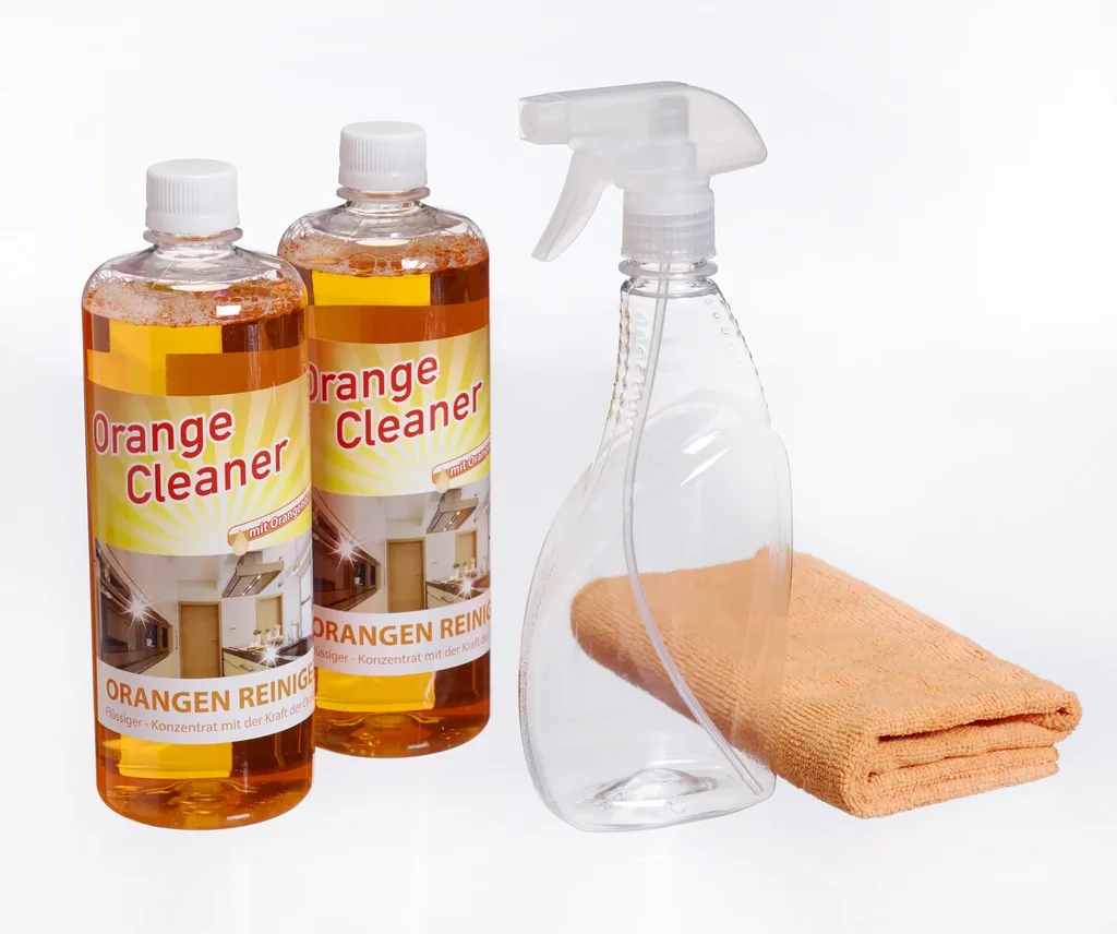 Orangenreiniger, 2 x 750 ml inklusive Sprühflasche und Mikrofasertuch