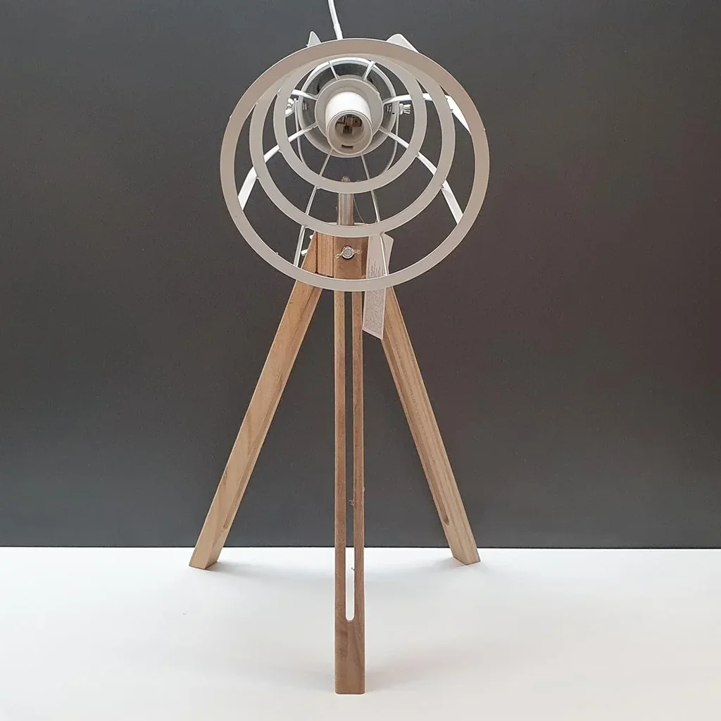 Excellent Houseware Lampe Metall mit Holz 17x50cm