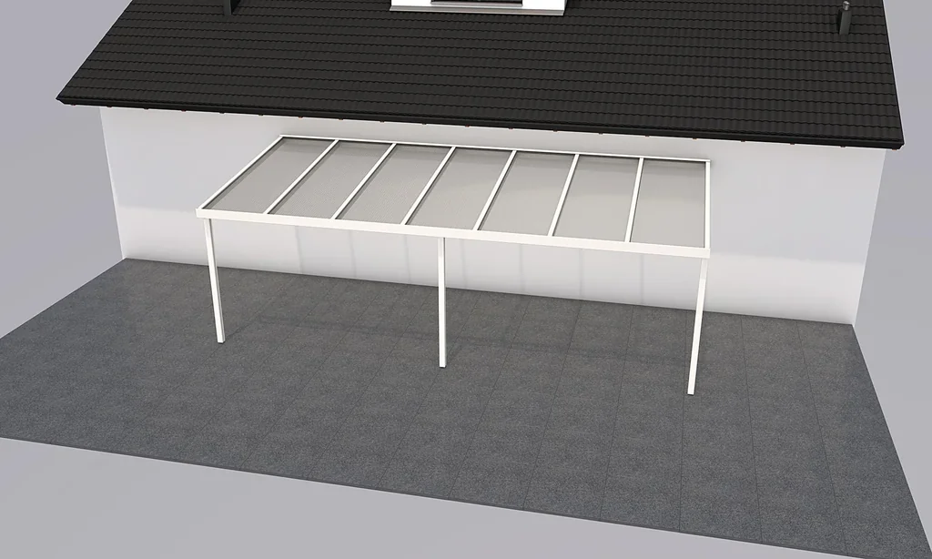 Terrassendach Premium, weiß, 7120 x 3060 mm - 10mm Verbundsicherheitsglas (VSG)