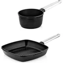 NL Performance Series Topfset - Stielkasserolle 18 cm + Grillpfanne 28 cm - Schwarz