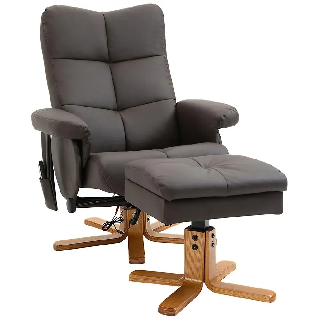 Massagesessel mit Fußhocker | Relaxsessel | Braun| 80 x 86 x 99 cm