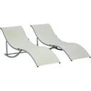 2er Set Sonnenliege Gartenliegen Stoffliege Relaxliege ergonomisch Aluminium Texteline Beige 165 x 61 x 63 cm