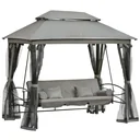 Hollywoodschaukel Gartenschaukel Schaukel mit Seitenwänden 3-Sitzer Dunkelgrau 256 x 172 x 248 cm