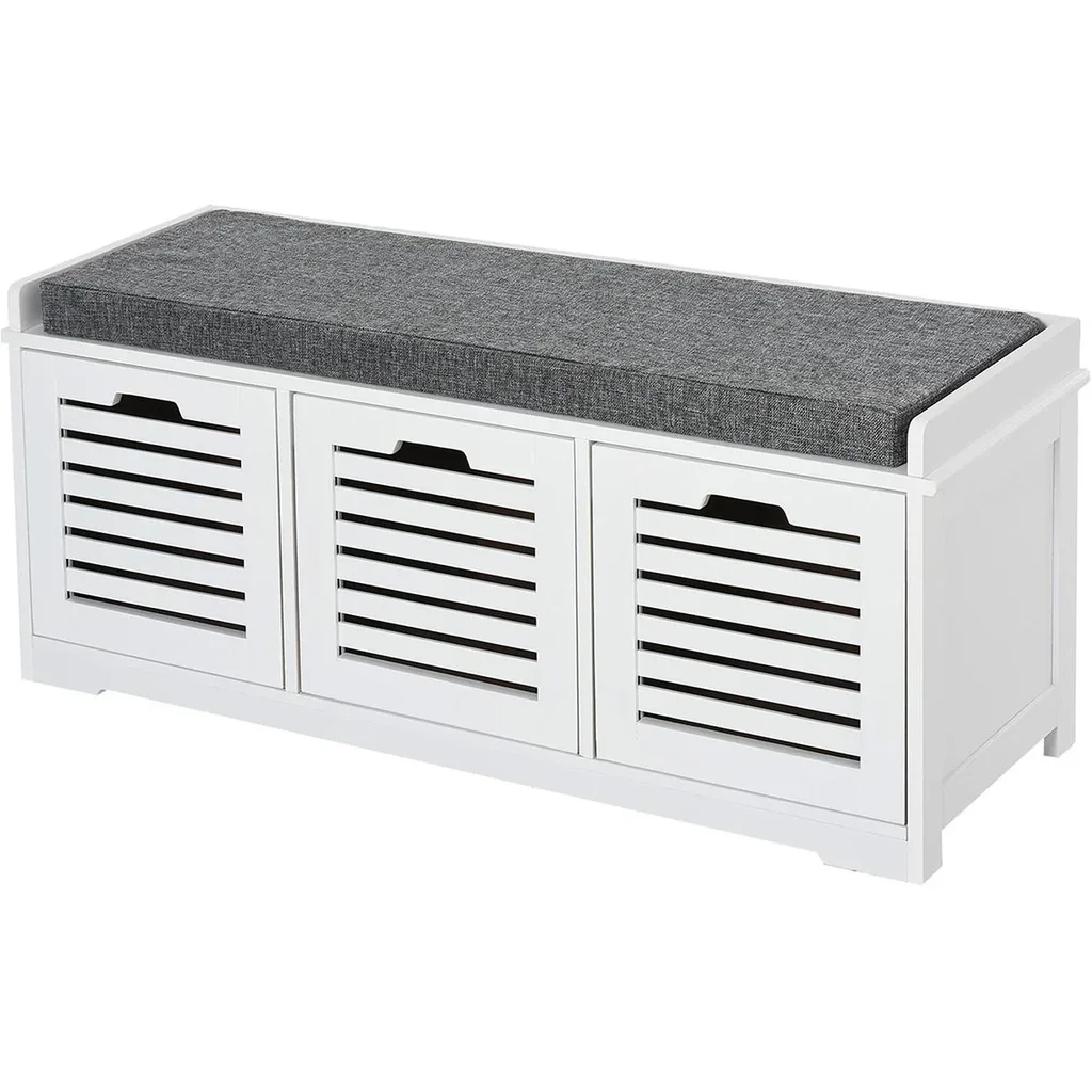 Hocker 3 Schubladen Multifunktional Weiß