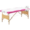 Klappbarer Massagetisch mit 3 Zonen Holz weiß und rosa