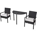 Gartensitzgruppe 3-tlg, Polyrattan Gartenset Rattanmöbel für Balkone Schwarz mit Sitzkissen