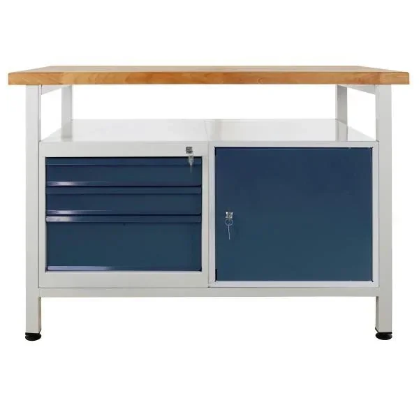 Werkbank "Premium" 3 Schubladen, 1 Tür, L1200xB600xH840mm