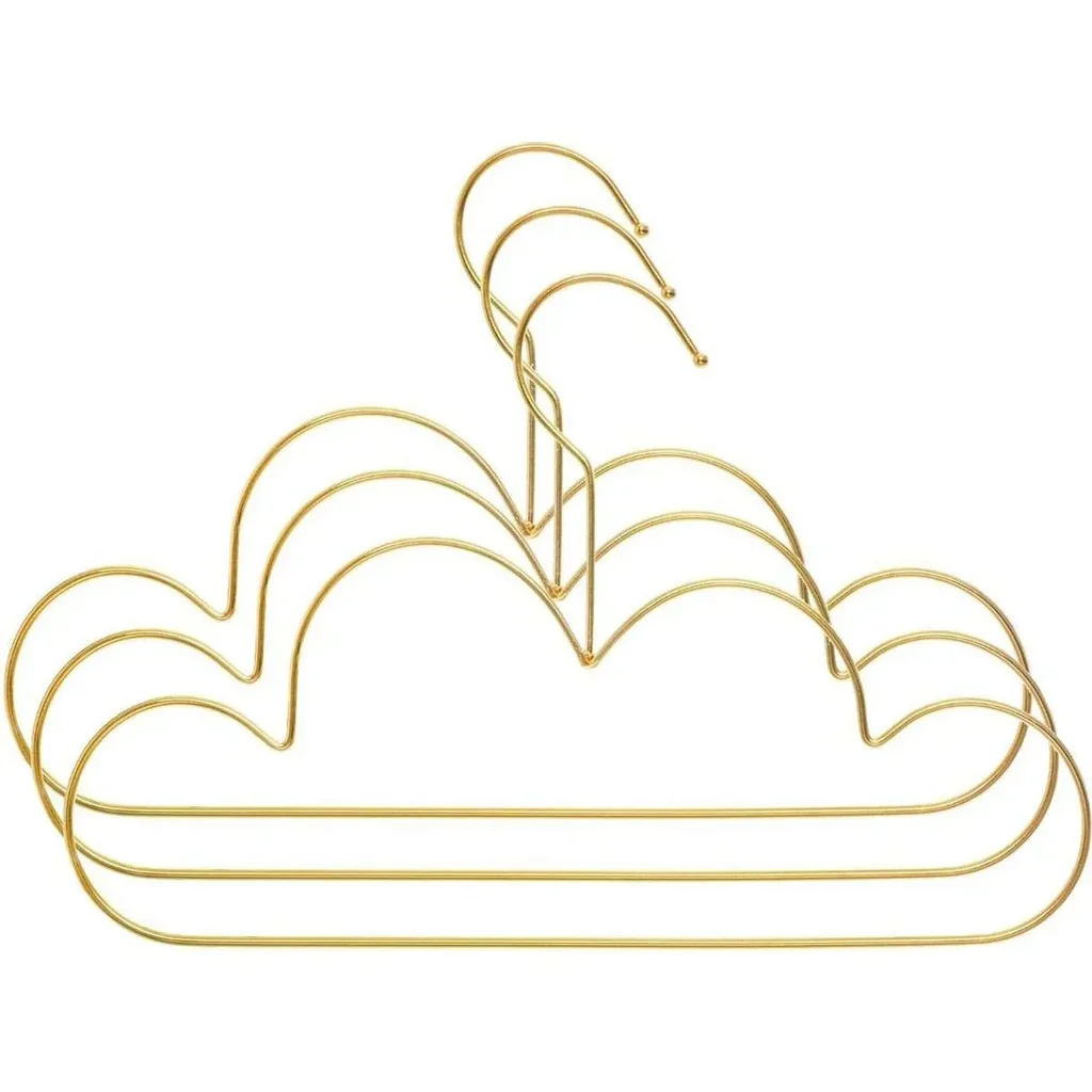 3er Set Kinderkleiderbügel - Wolkenmotiv - Gold