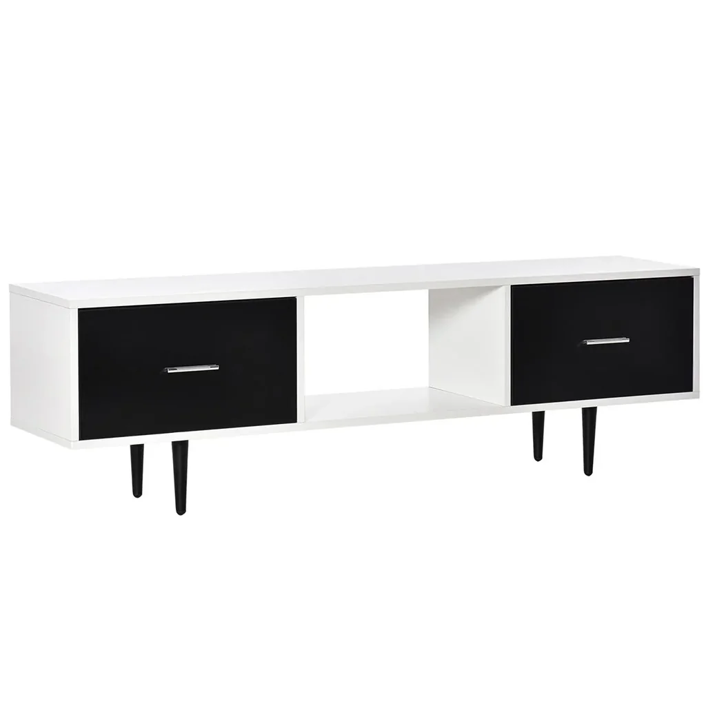 Fernsehtisch Fernsehschrank mit Schubladen Regale für 60'' Fernseher TV-Board Wohnzimmer Schlafzimmer Spanplatte Metallb