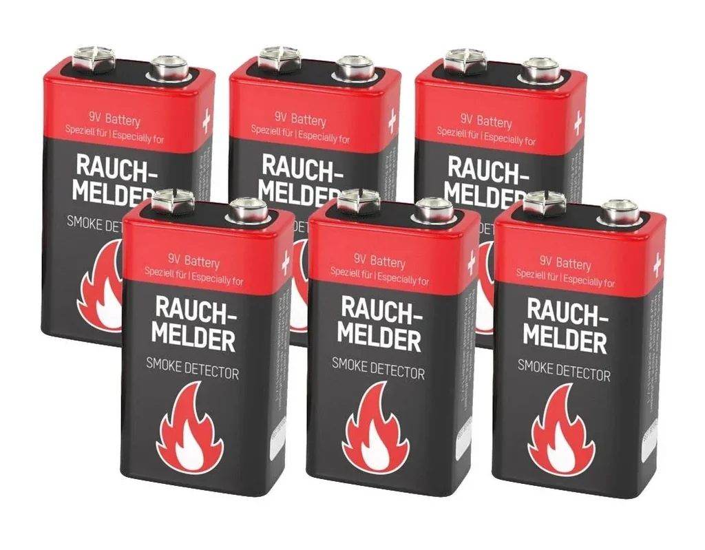 Alkaline 9V Block Rauchmelderbatterie - 6 Stück
