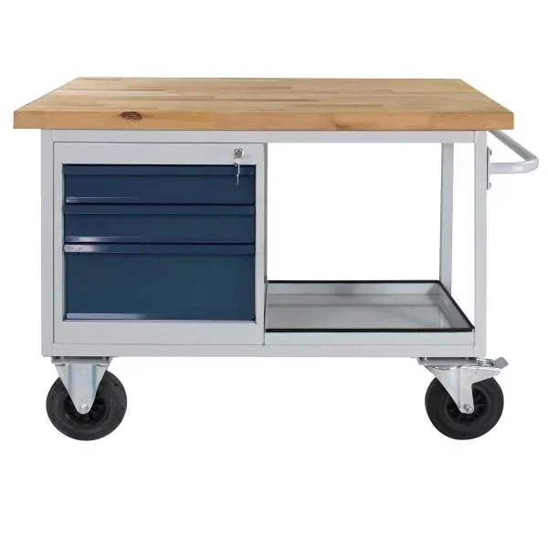 Tischwagen Etagenwagen RAL7035/7016 - 3 Schubladen, 1 Ablage, B1300xT600xH827mm