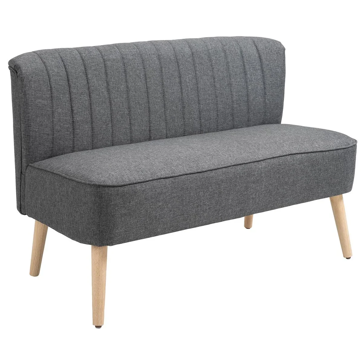 2-Sitzer Stoffsofa Polstersofa Sitzmöbel Loungesofa Holz Schaumstoff Dunkelgrau 117 x 56,5 x 77 cm