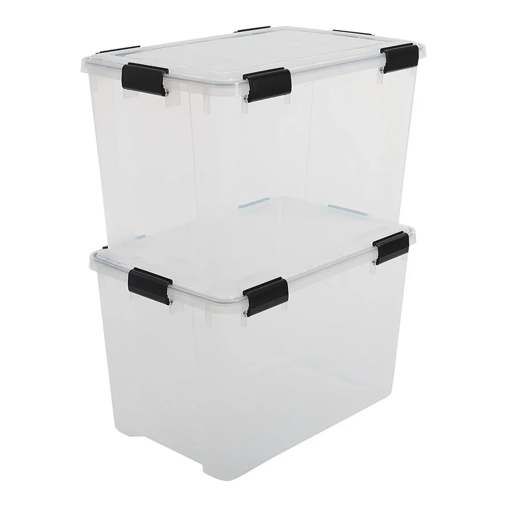Wasserdichte Aufbewahrungsbox, transparent, 70 Liter, 2er Set