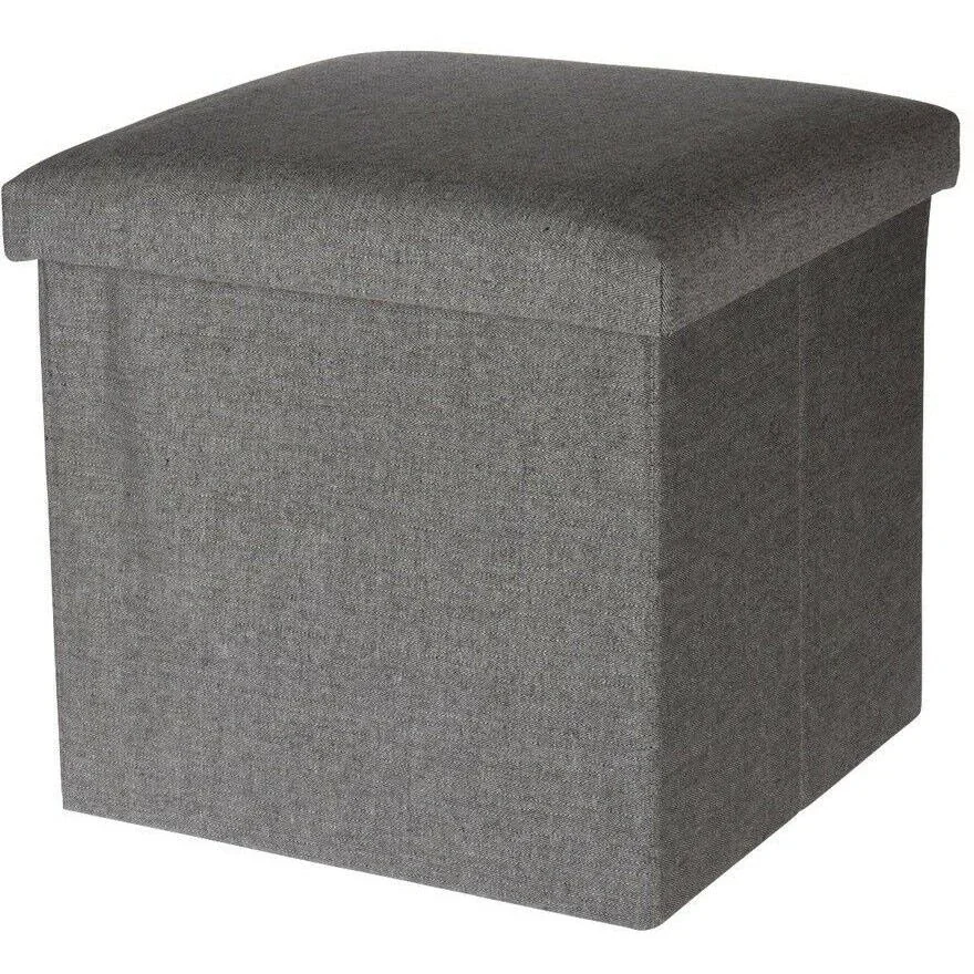 NL Aufbewahrungsbox / Fußhocker - Fußhocker mit Ablage - 38 x 38 cm - Baumwolle - Grau