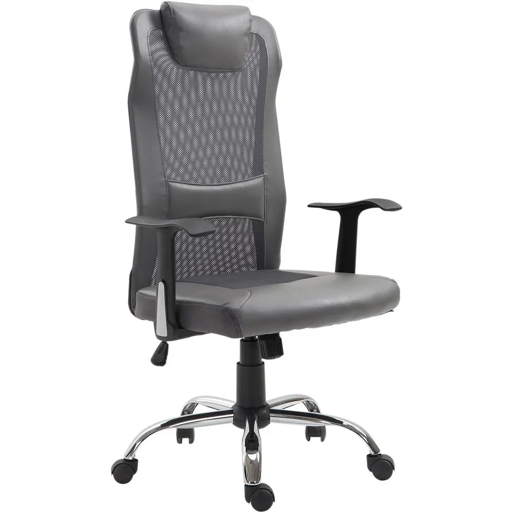 Bürostuhl höhenverstellbar Chefsessel Schreibtischstuhl Gaming Stuhl ergonomisch PU grau