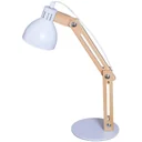 Tischleuchte Schreibtischlampe verstellbar Leselampe Büro Metall + Holz weiß 26 x 15 x 41 cm