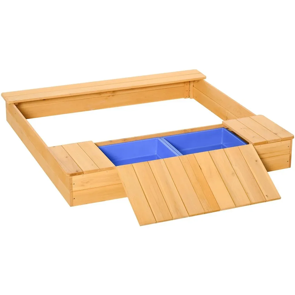 Sandkiste mit Bank und Aufbewahrungsfächern naur, blau