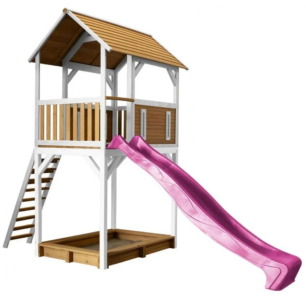 Dory Spielturm Braun/Weiß - Lila Rutsche