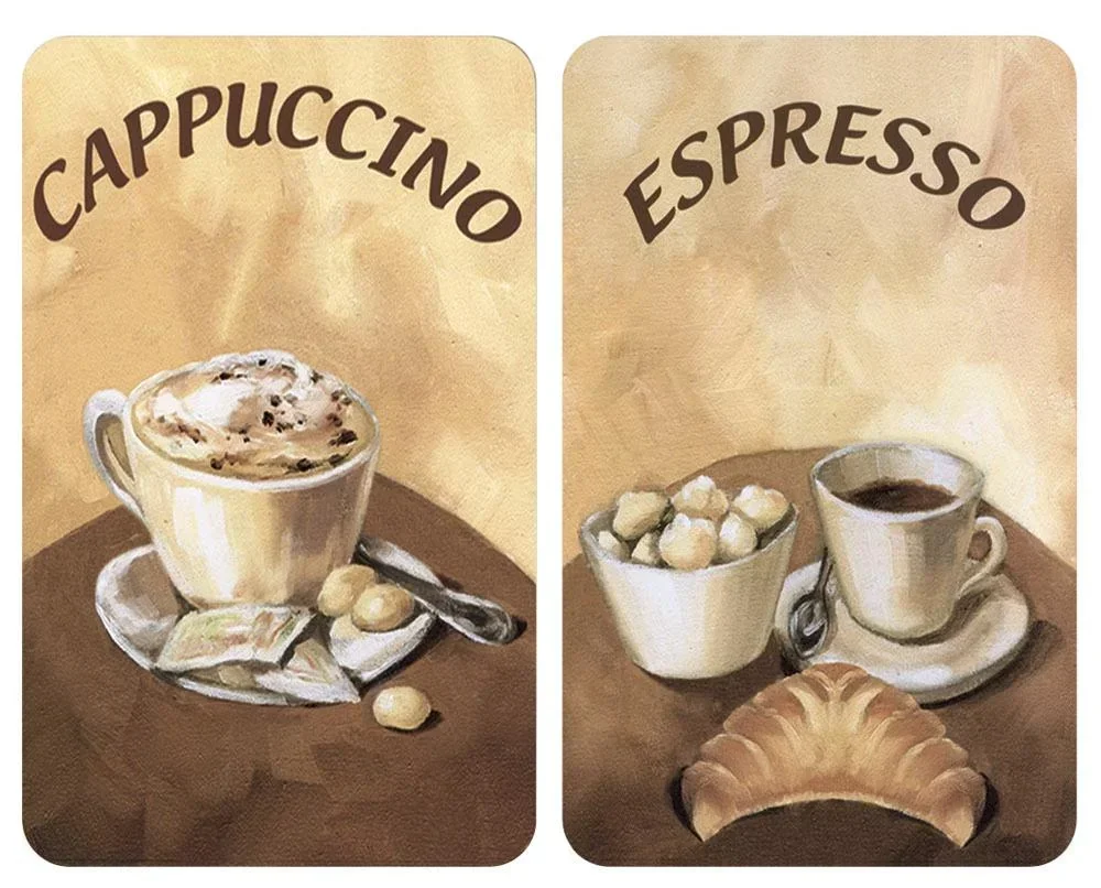 3 in 1 Herd-Abdeckplatten, Schneidbretter, Arbeitsplatten, Glas, Kaffee-Design, je 52 x 30 cm, 2er-Set