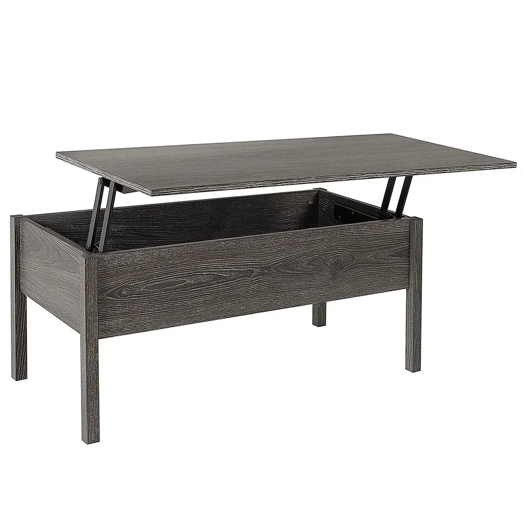 Couchtisch mit höhenverstellbarer Platte mit Lagerung anhebbare Tischplatte Braun 98 x 48 x 45 cm