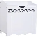 Badschrank Wäschekorb Truhe Kiste Aufbewahrungsbox mit Deckel MDF Weiß 55 x 34 x 58 cm