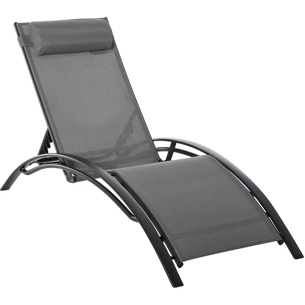 Sonnenliege Gartenliege Gartenstuhl Relaxsessel Liegestuhl Alu verstellbar Grau 171 x 64 x 82 cm