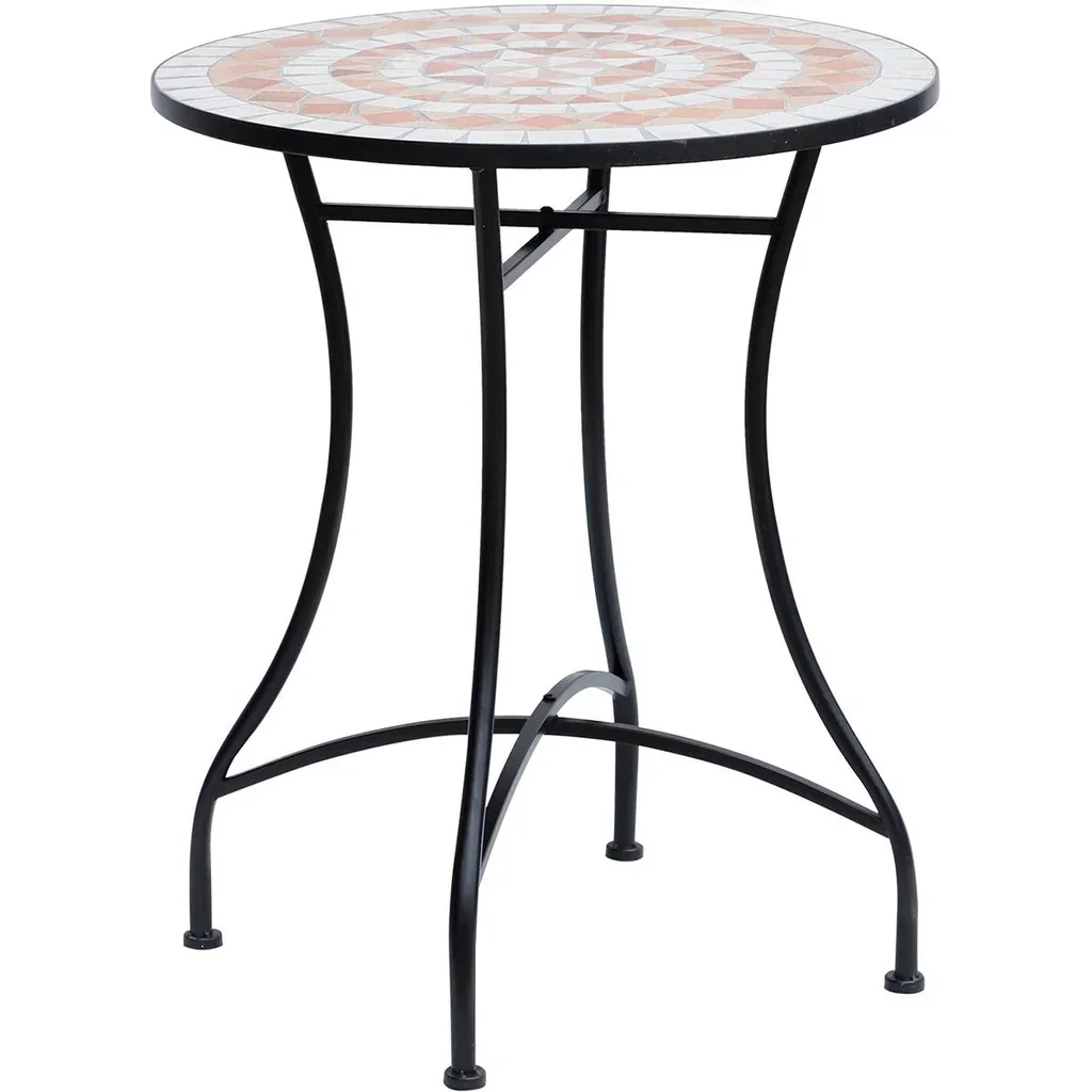 Runder Mosaiktisch orange/weiß/schwarz
