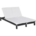 Gartenliege, Doppelliege, Relaxliege für 2 Personen, Luxus Lounge, 5-stufige Rückenlehne, Metall, PE Rattan, Creme, 195