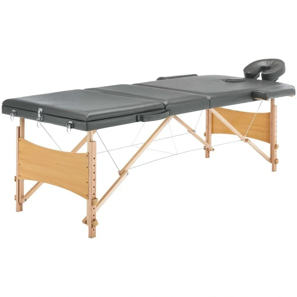 Massageliege 3 Zonen 186x68 cm Holzrahmen anthrazit