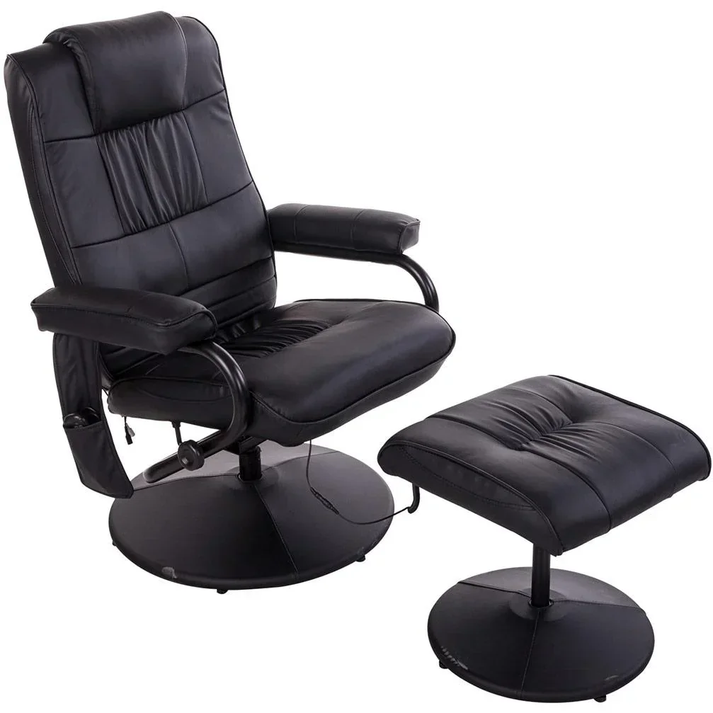 TV Sessel Massagesessel mit Hocker und Wärmefunktion Schwarz