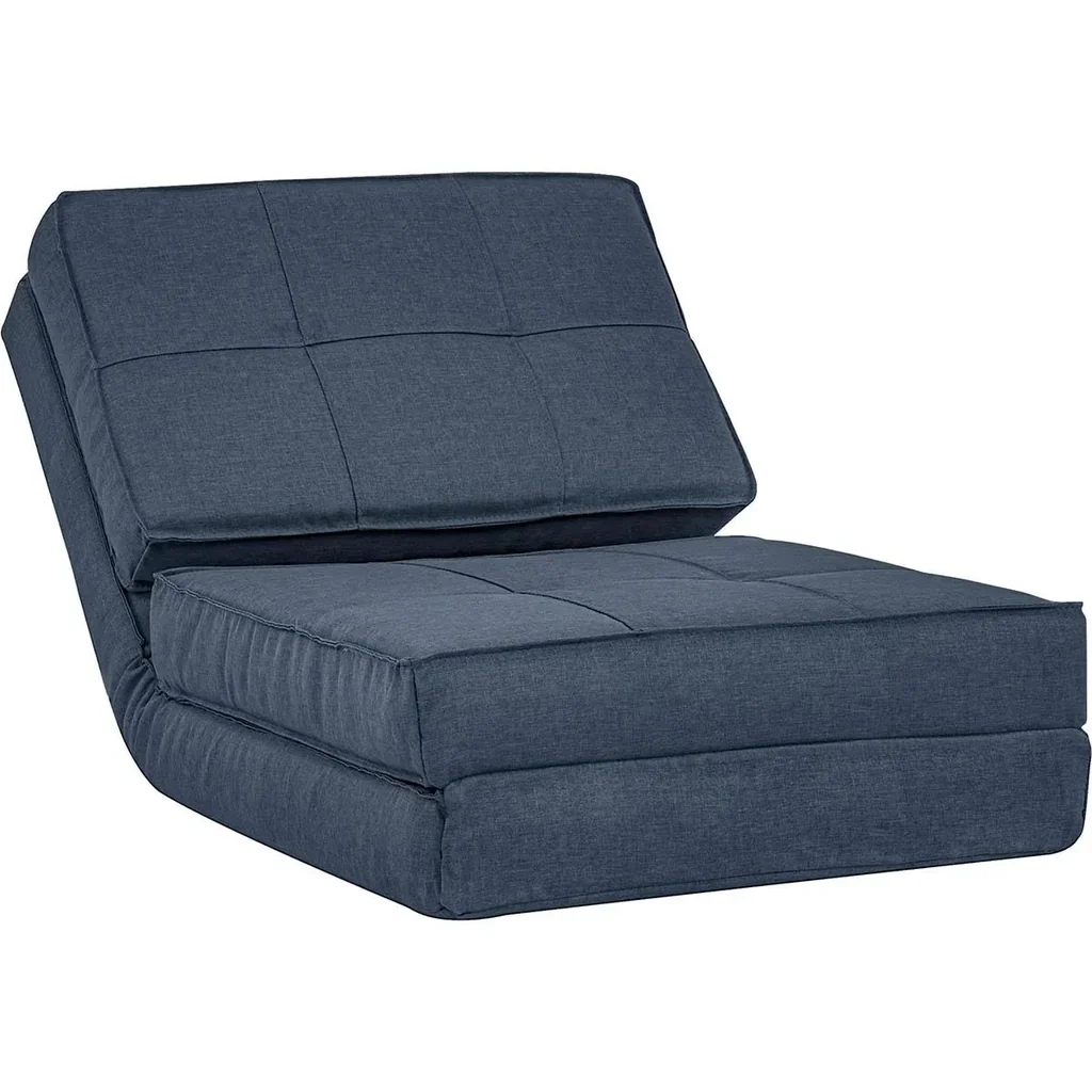 3-in-1 Bodensofa, klappbar, Leinenoptik, dunkelblau, 61 x 73 x 58 cm