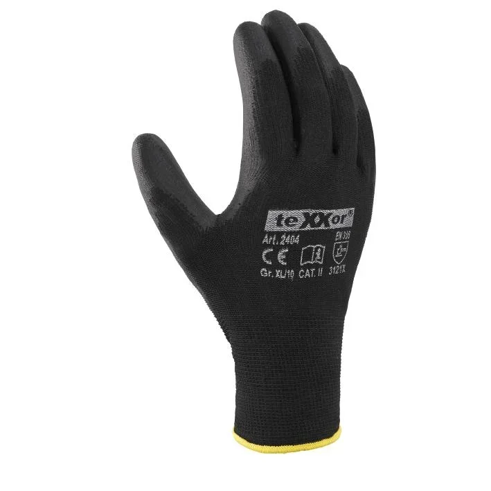 Polyester-Strickhandschuh POLYURETHAN BESCHICHTET, schwarz