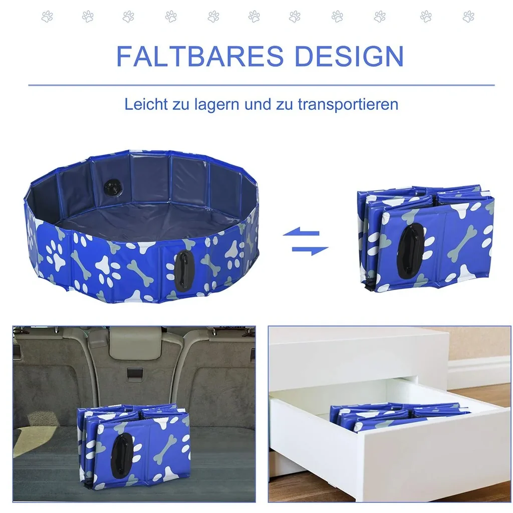 Hundepool mit Wasserablassventil blau