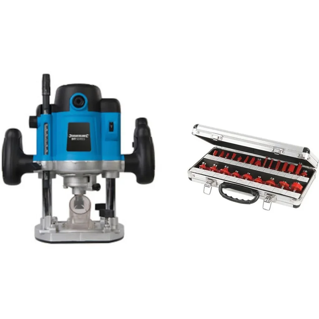 1500 W Oberfräse 1/2" MIT 24-teiligem 1/4" TCT Oberfräsersatz